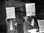 College students demonstrating against selective service