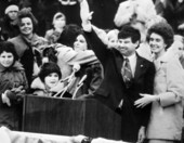 Florida Governor Bob Graham waving to the crowd attending his Inauguration.