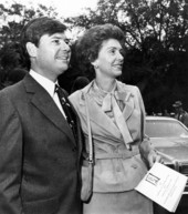Florida Governor-elect Bob Graham and Mrs. Graham leaving for morning prayer.