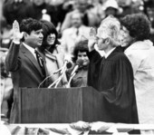 Florida Governor-elect Graham being sworn in by Chief Justice Arthur England.