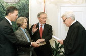 Lieutenant Governor Buddy MacKay taking oath of office to become governor.