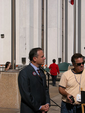 Florida Democratic Party chairman, Scott Charles Maddox, at the R.A. Gray Building plaza during the 2004 Presidential election.