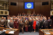 Current and former Florida State Senators gathered together for a group portrait during the 2004 Senate Reunion - Tallahassee, Florida.