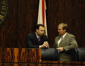 Senate President Tom Lee and Senator J.D. Alexander having a chat in the Senate chamber - Tallahassee, Florida.