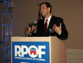Former Florida House Speaker (2007-08) Marco Rubio of West Miami, running for the U.S. Senate, speaking at the Florida Republican Party quarterly meeting in Tampa, Florida.