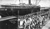71st N.Y. Vols going aboard transport at Port Tampa for Santiago, Cuba..