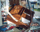 Interior view of Henry Gohlke's house showing damage caused by Hurricane Andrew - Miami, Florida