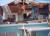 View of Henry Gohlke's house following Hurricane Andrew - Miami, Florida.