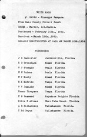 Witness list of those who attended Giuseppe Zangara's execution.