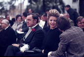 View of outgoing Governor Claude Kirk with his wife at the inauguration ceremony for incoming Governor Reubin Askew - Tallahassee, Florida.