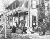 Guests gathered outside Moore's Hotel - Hawthorne, Florida