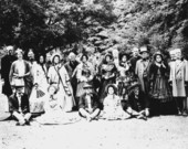 St. John's Episcopal Church members celebrating centennial by wearing costumes.