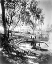 Tourists beside the bathing pool at the Clarendon Hotel - Green Cove Springs, Florida