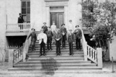 Florida's 14th Governor E.A. Perry and his cabinet members on the steps of the Capitol - Tallahassee, Florida.