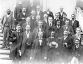 Members of the Florida House of Representatives gathered on the capitol steps for a group portrait - Tallahassee, Florida.