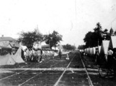 State militia and their tents on Palafox Street - Pensacola, Florida.