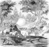 Desoto Crossing the Aucilla River (an imaginary sketch) 1539-1540.