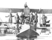 Group of men on a Curtiss flying boat- Miami, Florida