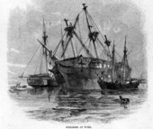 Engraving of wreckers at work