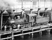 Louisville and Nashville Railroad steam engine #500 on dock - Pensacola, Florida.