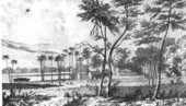 Drawing of Fort Mellon on Lake Monroe