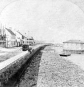 View of homes along Marine street by the sea wall - Saint Augustine, Florida