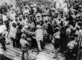 Pay day for Florida East Coast Railway employees - Plantation Key, Florida