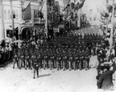 Parade celebrating arrival of the first train - Key West, Florida.