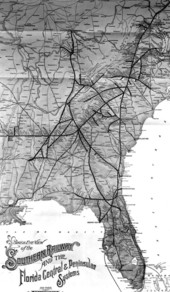 Map of the Southern Railway and Florida Central and Peninsular Railroad