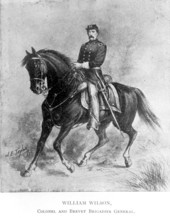 Portrait of Brevet Brigadier General William Wilson on horseback.