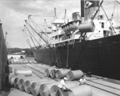 Paper being loaded onto ship