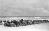 Automobiles at the starting line for a race - Daytona Beach, Florida