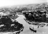 Aerial view of the mouth of the Miami River - Miami, Florida.