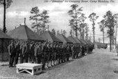 Soldiers at attention on Company Street at Camp Blanding - Starke, Florida