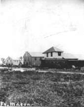 Railroad depot next to general merchandise store - Fort Mason, Florida
