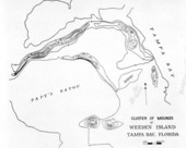 Map of the island showing Indian Mounds - Weedon Island, Florida