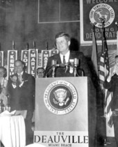 President John F. Kennedy speaking at the Deauville hotel - Miami Beach, Florida