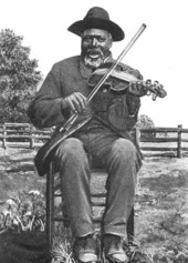 Happy African American fiddler