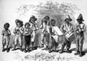 Etching of a band of African American boys - Fernandina, Florida