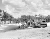 Pulvi-mixer machine at work on road construction