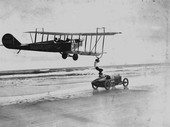 Sir Malcolm Campbell in "Bluebird" racing automobile - Daytona Beach, Florida