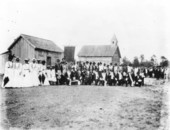 Gathering of the black fraternal order, with the "First Baptist Egypt" Church in the background - Eustis, Florida