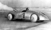 Louis Ross racing in a Stanley Steamer automobile - Daytona Beach, Florida