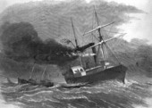 Newspapers being delivered at sea