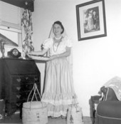 Woman in costume with baskets - Jacksonville, Florida