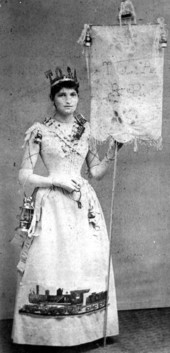 Ella Tucker in costume to celebrate opening of the Tavares, Orlando and Atlantic Railroad