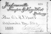 Jacksonville, Tampa and Key West Railway ticket.