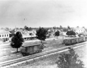 Looking southeast across railroad tracks and park - Winter Haven, Florida