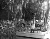 Ross Allen, of Silver Springs, giving a snake milking demonstration - Wakulla Springs, Florida