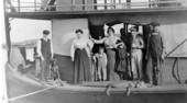 Captured alligator aboard the steamboat "Lillie"